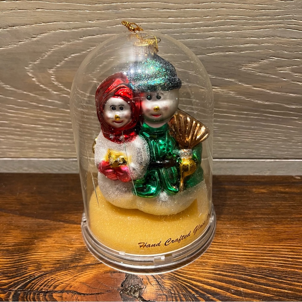 Unique Treasures Hand‎ Crafted Mr & Mrs Snowman Couple Glass Christmas Ornament